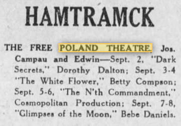 Poland Theatre - 1923 Ad (newer photo)